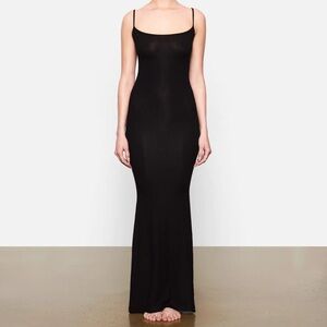 Skims Black Ribbed Maxi Dress